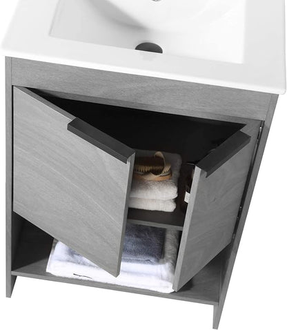 Phoenix 24 Inch Bathroom Vanity with Sink – Modern Design, Soft-Close Doors, Storage Drawers, Durable Build – Classic Grey Vanity for Small Bathrooms (Full Assembly Required)