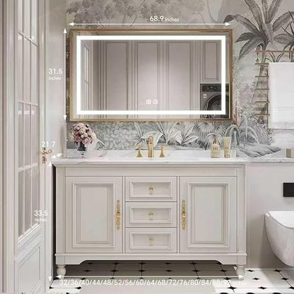 American Minimalist Bathroom Vanity with Sink Mirror 36-92IN, Premium Solid Wood Vanity with LED Lighting& Defogging