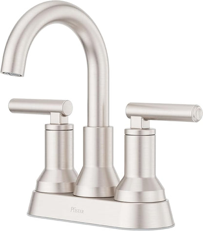 Pfister Capistrano Bathroom Sink Faucet, 4-Inch Centerset, 2-Handle, 3-Hole, NSF Certified, Spot Defense Brushed Nickel Finish, LF048CSOGS