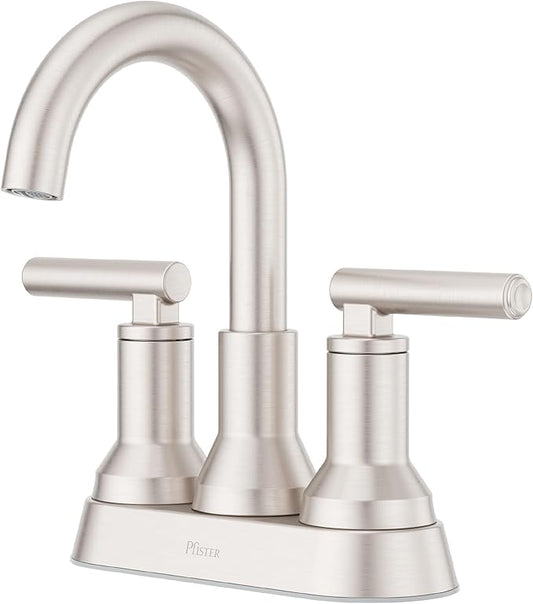 Pfister Capistrano Bathroom Sink Faucet, 4-Inch Centerset, 2-Handle, 3-Hole, NSF Certified, Spot Defense Brushed Nickel Finish, LF048CSOGS