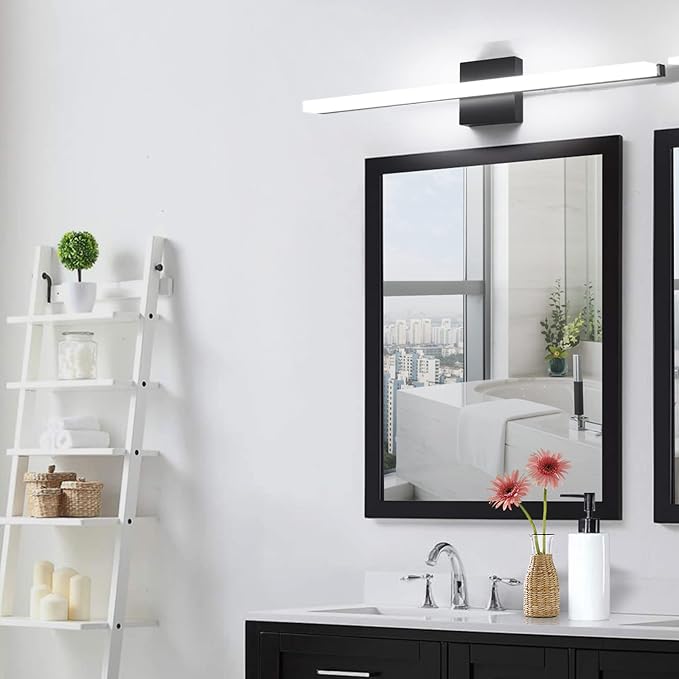 Modern LED Vanity Lights for Bathroom, 24IN 14W Daylight White Black Bathroom Light Fixtures