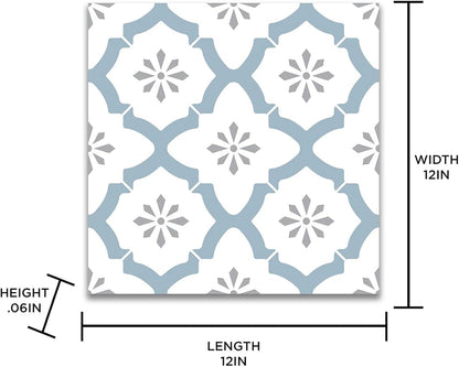 FloorPops FP2943 Alfama Peel & Stick Floor Tiles, Multicolor, Blue