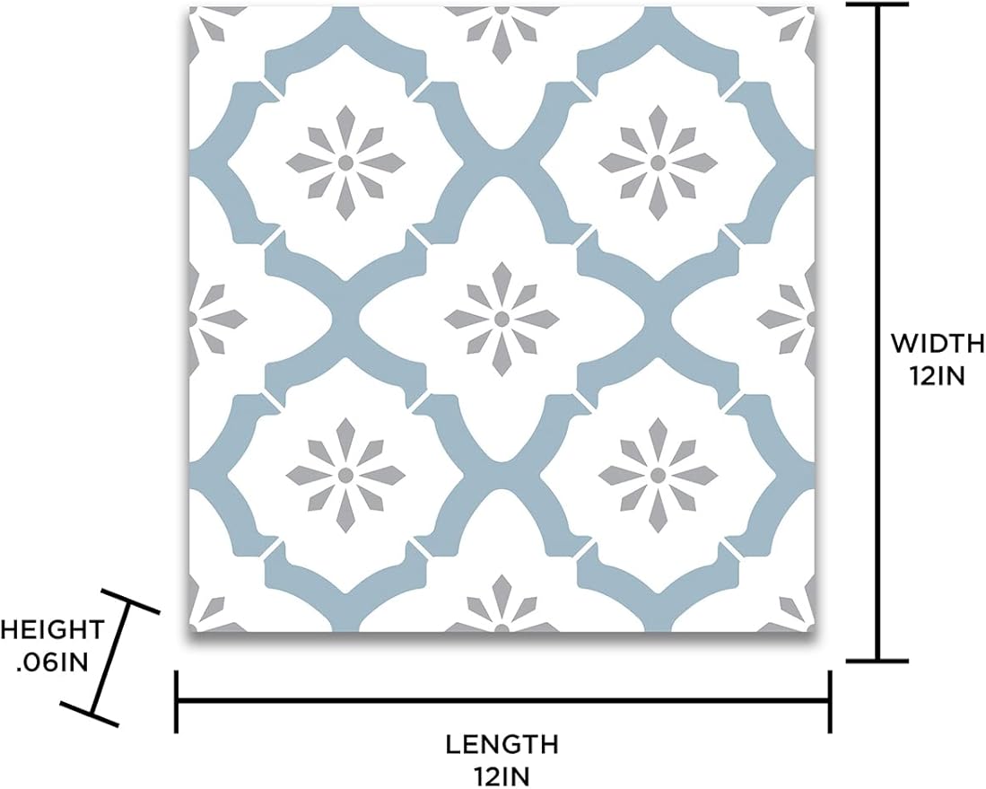 FloorPops FP2943 Alfama Peel & Stick Floor Tiles, Multicolor, Blue (Pack of 2)