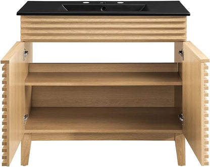 Modway Render 36" Bathroom Vanity in Oak Black