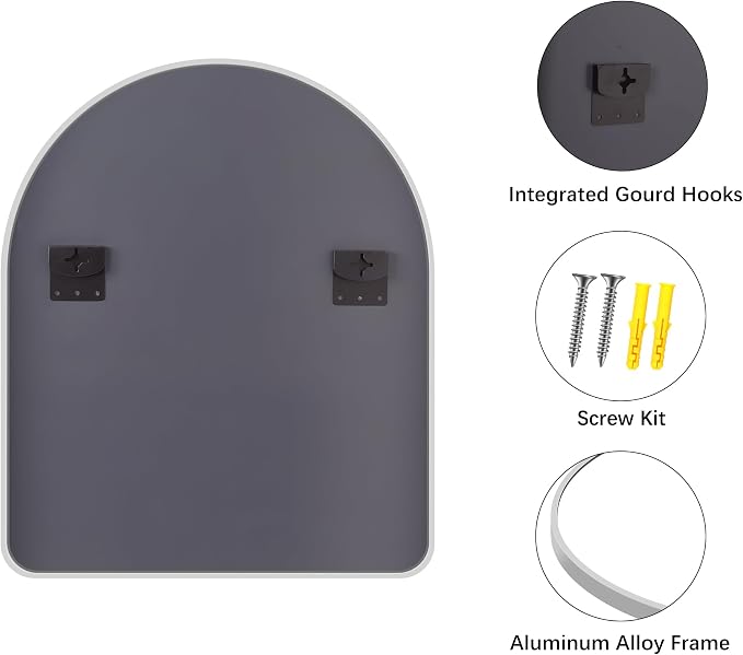 FORBATH Arched Bathroom Mirror 30x36 Inch, Arch Wall Mirror with Silver Aluminum Frame, Arched Mirror for Dresser, Fireplace,Entryway,Home Decor,Hanging or Leaning Against Wall