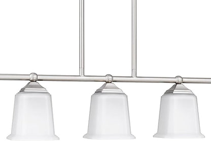 Nox Vintage 5-Light Chandelier Island Pendant Light with Brushed Nickel White Glass for Dining Room, Kitchen Island, Industrial, Vintage Decor