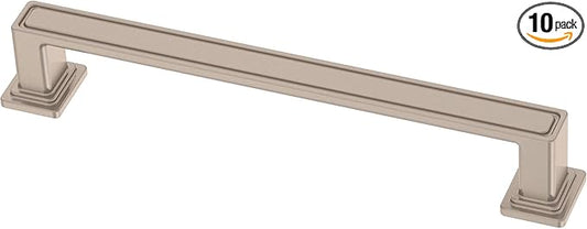 Franklin Brass 10 Pack Brushed Nickel Cabinet Handles 5-1/16 inch (128mm) Kitchen Cabinet Handles and Drawer Pulls for Cupboards and Dressers | Recessed Square