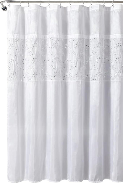 Lush Decor Maria Shower Curtain, 72" x 72", White & Silver