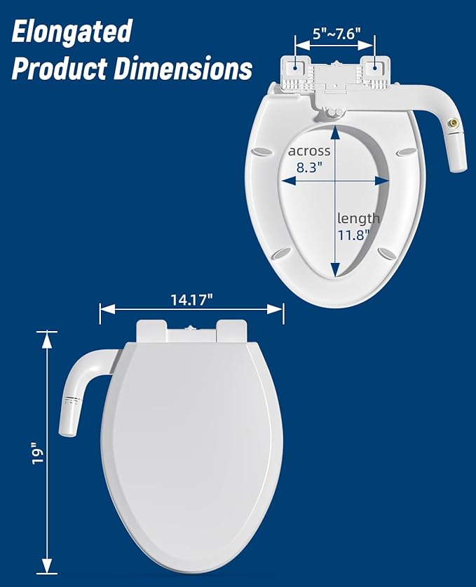 SAMODRA Bidet Toilet Seat with Soft Close Lid - Non-Electric Dual Nozzle System, Quick-Release for Easy Installation & Clean