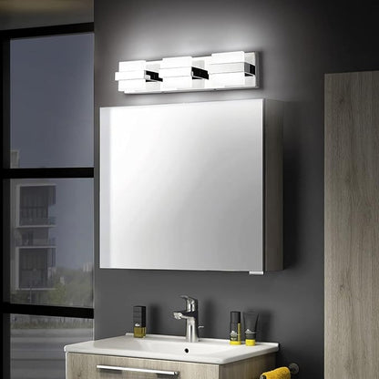 SOLFART Vanity Lights for Bathroom, Dimmable Bathroom Light Fixtures, Chrome 3 Lights Vanity Lights for Bathroom, High-End Modern LED Light