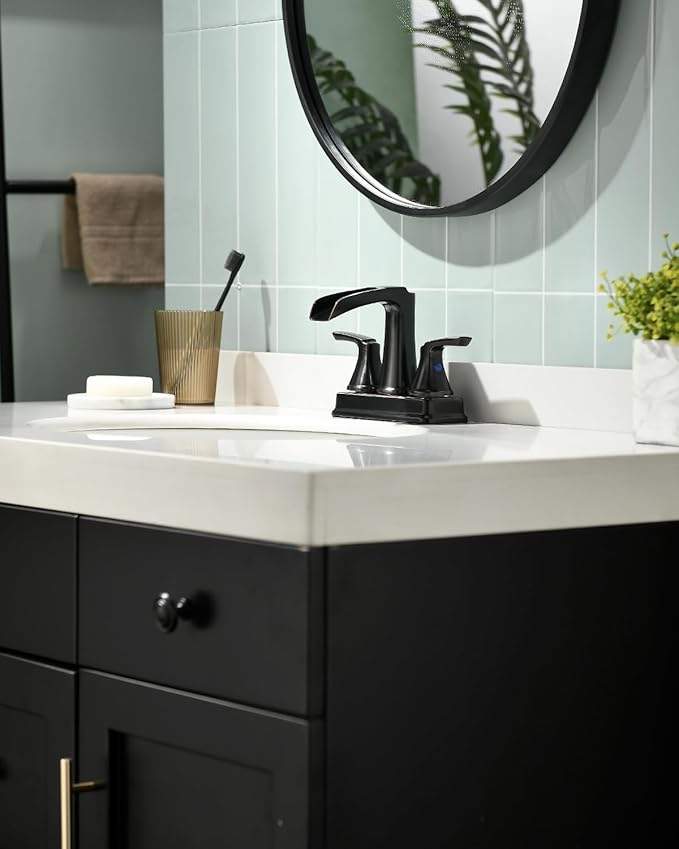 Fapully Bathroom Faucet, Waterfall Bathroom Sink Faucet Widespread, Oil Rubbed Bronze 4 Inch Centerset Faucet for Bathroom Sink with Pop-up Drain