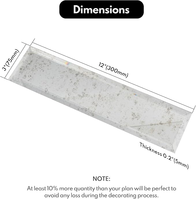 Peel and Stick Light Antique Mirror Tile Subway Mirror Backsplash for Kitchen Bathroom Wall (20 Pcs, 5 SQ.FT.), 3x12 Inch