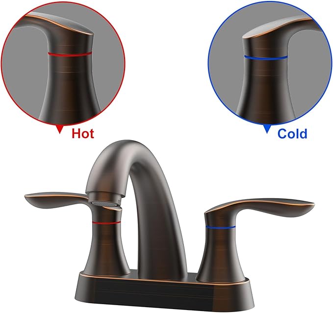 Bathroom Faucet, 4 Inch Bathrooms Faucets for Sink 3 Hole, Centerset Bathroom Sink Faucet with Pop Up Drain and cUPC Lead-Free Hose(ORB)