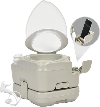 YITAHOME Portable Toilet 2.64 Gal Camping Porta Potty with Diagonal | Hand Sprayer and Press Flush Pump, Space Saving Indoor Outdoor Toilet for Adults, RV Travel, Boat and Trips