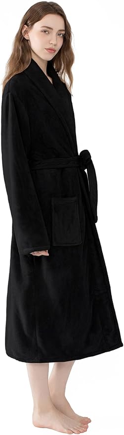 Soft Robe For Women，Warm Plush Bath Robes Female，Spa Towel After Shower Lightweight Long Bathrobe