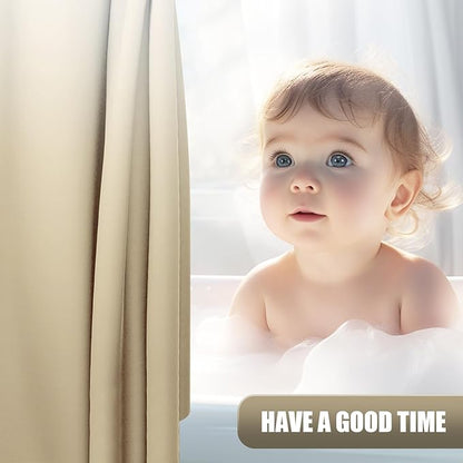 OLANLY Luxury Light Beige and White Ombre Shower Curtain Sets with 12 Hooks, Waterproof and Washable Decorative Shower Curtains for Bathroom, 72x72 Inches