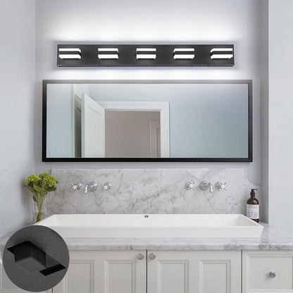 SOLFART 5 Lights Bathroom Light Fixtures Modern Bathroom Lights Over Mirror Black Vanity Lights for Bathroom LED Light Fixture Restroom 5 Color Temperature Adjustable 5CCT