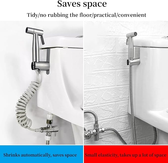 Spring Flexible Shower Hose,ABS Bathroom Spiral Flexible Telescopic Shower Hose for Toilet Faucet, Bidet Sprayer, Hand Shower,Standard G1/2 Connectors(Gray)
