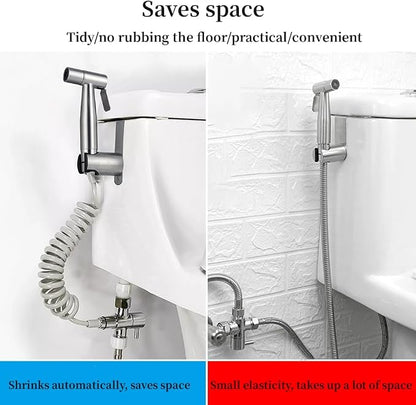 Spring Flexible Shower Hose,ABS Bathroom Spiral Flexible Telescopic Shower Hose for Toilet Faucet, Bidet Sprayer, Hand Shower,Standard G1/2 Connectors(Gray)