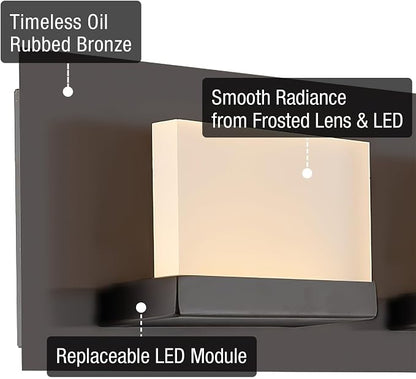 Kira Home Everett 48" Modern Integrated LED 6-Light Bathroom Vanity Light | 60W 3000K Warm White Light, Minimalist Bathroom Wall Sconce with Frosted Acrylic Blocks, Oil Rubbed Bronze Finish