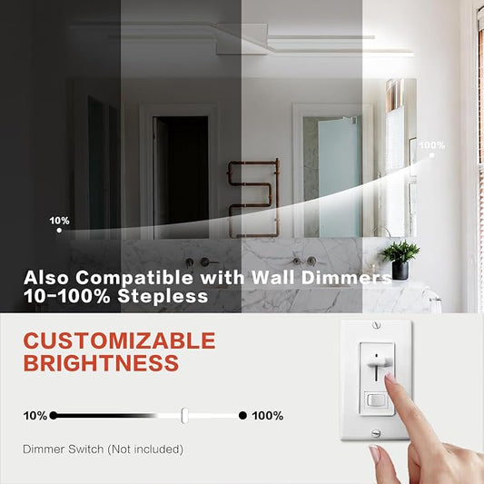 SOLFART Bathroom Vanity Lights Over Mirror 48 Inch Modern Brushed Nickel LED Bathroom Lights Dimmable Wall Light