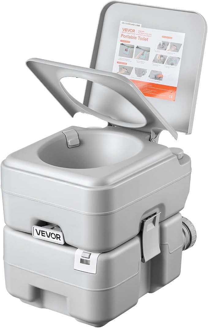 VEVOR Portable Toilet, 5.3 Gallon Detachable Waste Tank & 3.2 Gal Flush Tank, Outdoor Porta Potty for Adults with Level Indicator, Carry Bag, Suitable for RV Travel, Camping, Hiking, Boating