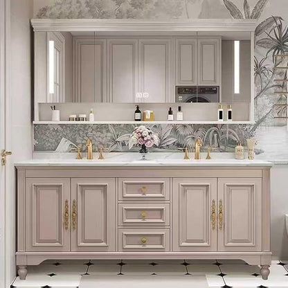 American Minimalist Bathroom Vanity with Sink Mirror 36-92IN, Premium Solid Wood Vanity with LED Lighting& Defogging