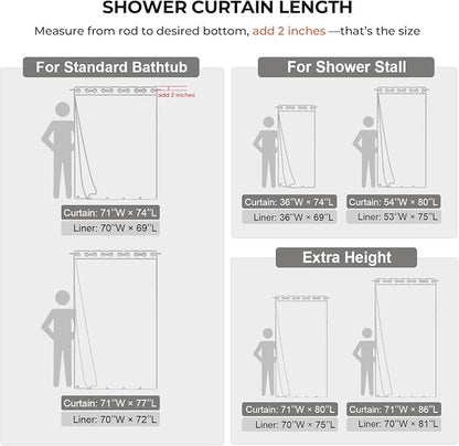 River Dream Linen Textured No Hooks Shower Curtain with Liner,Grey,71x74 | with Snap-in Liner,Heavy Duty Fabric,Quick Dry,Bottom Magnets,Water-Repellent,Washable,Farmhouse Bathroom Set