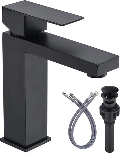 Black Bathroom Faucet ARCORA Matte Black Faucet for Bathroom Sink Modern Single Hole Bathroom Faucet with cUPC Supply Lines and Pop Up Drain