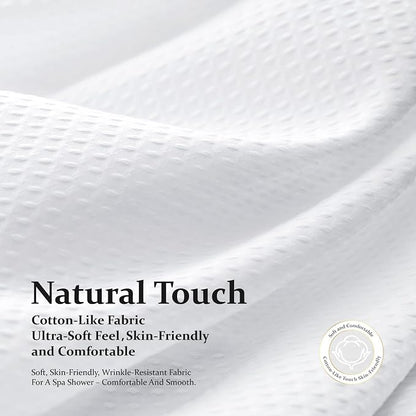 Waffle Shower Curtain 256 GSM Heavy Duty Fabric 72"x72" White | Thick Textured Cloth, Weighted Hem, Water Repellent Washable, Hotel Luxury Polyester Shower Curtain Set for Bathroom 12 Hooks