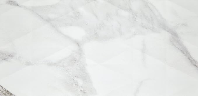Daltile Perpetuo 12" x 24" Marble Look Ceramic Multi-Geometric Wall Tile in Satin Brilliant White for Kitchen Backsplashes, Living Room or Bathroom Walls | (8 PC Per Carton) (15.52 SQFT Per Carton)