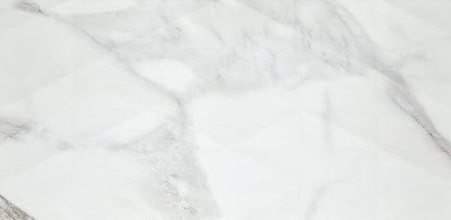Daltile Perpetuo 12" x 24" Marble Look Ceramic Multi-Geometric Wall Tile in Satin Brilliant White for Kitchen Backsplashes, Living Room or Bathroom Walls | (8 PC Per Carton) (15.52 SQFT Per Carton)