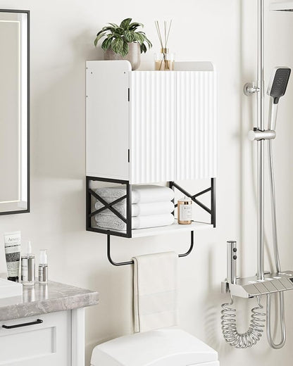 Masupu Bathroom Cabinet Wall Mounted, Wooden Medicine Cupboard with Adjustable Shelves, Space-Saving Wall Storage Unit for Bathroom, Kitchen and Living Room (9" D x 15.35" W x 27.16" H,Modern White)