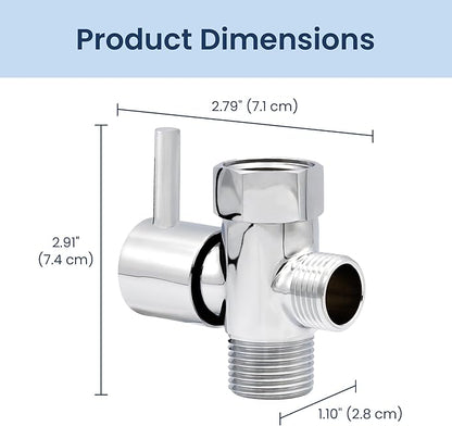 LUXE Bidet 7/8" x 7/8" x 1/2" Shut-Off Valve T-Adapter for Bidets, Only Compatible with NEO Series Bidet Attachments (Original Lever, Chrome Finish)