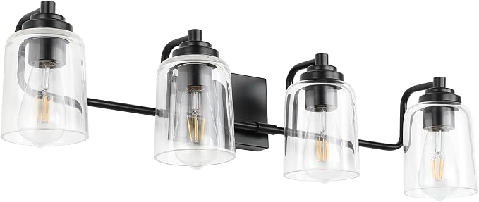 Solfart 4 Lights Matt Black Bathroom Vanity Lights Over Mirror