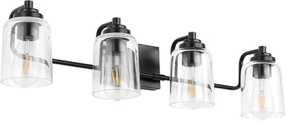 Solfart 4 Lights Matt Black Bathroom Vanity Lights Over Mirror