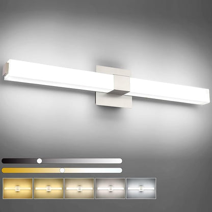 Modern Bahtoom Vanity Light Brushed Nickel, Bathroom LED Lights 32 Inch, 5CCT Dimmable Wall Lighting Fixtures for Bathroom Over Mirror