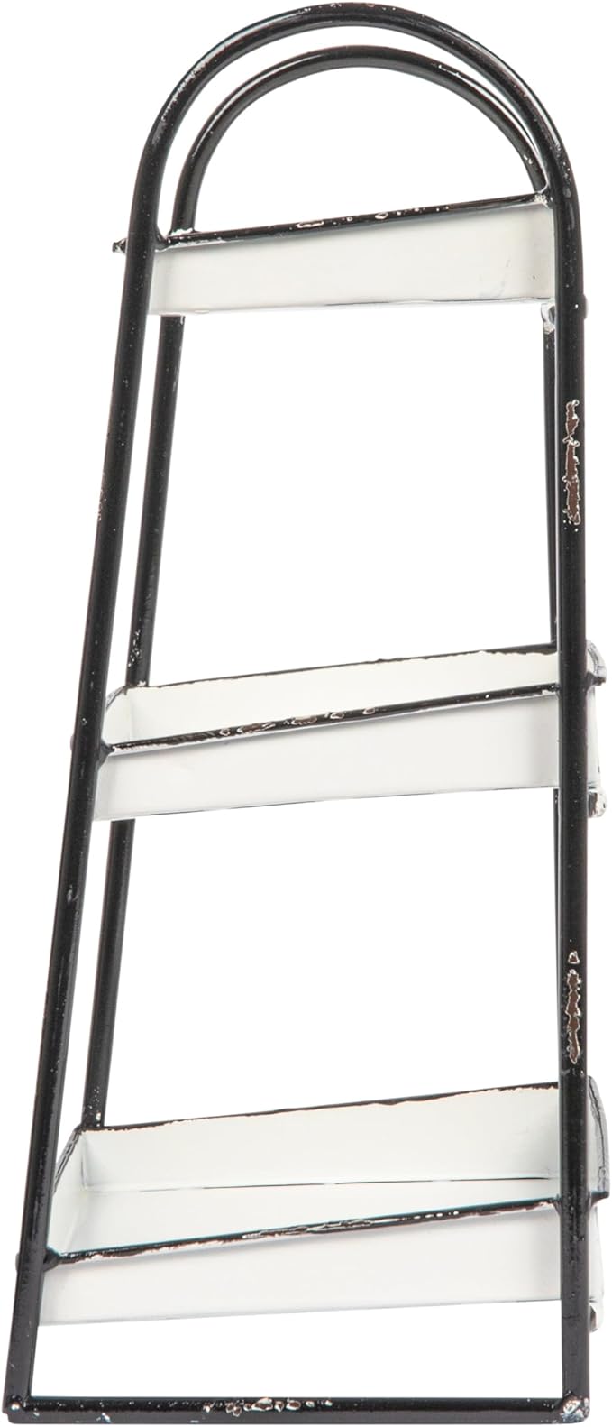 Creative Co-Op Heavily Distressed White 3-Tier Metal Tray with Black Frame & Rim