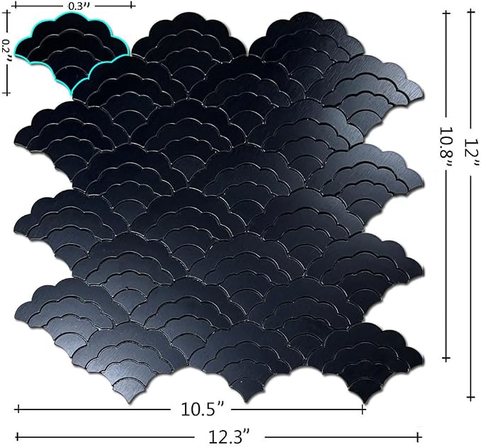 XUANINY 7-Sheet Peel and Stick Metal Backsplash Tiles, Self Adhesive Cloud-Shaped Aluminum Mosaic 3D Wall Sticker for Kitchen Bathroom Living Room Decor (Black, 11)