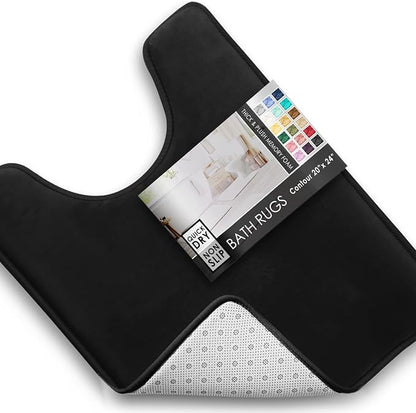 Clara Clark Bathroom Rugs, Velvet Memory Foam Bath Mat, Non-Slip, Machine Washable Bath Rugs - Dries Quickly, Ultra Soft Plush Bath Mats for Bathroom, 20 x 24, Black