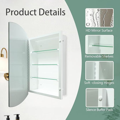 22x30 inch Medicine Cabinet Frameless Bathroom Mirror Cabinet Recess or Surface Mounted Medicine Cabinet with Mirror Cabinet for Bathroom Living Room Toilet Kitchen