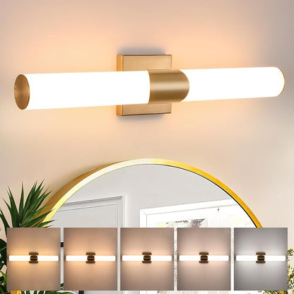 22" Gold Bathroom Vanity Lights, Wall Sconce with Acrylic Shade | Modern Wall Light for Bathroom Bedroom Living Room Hallway