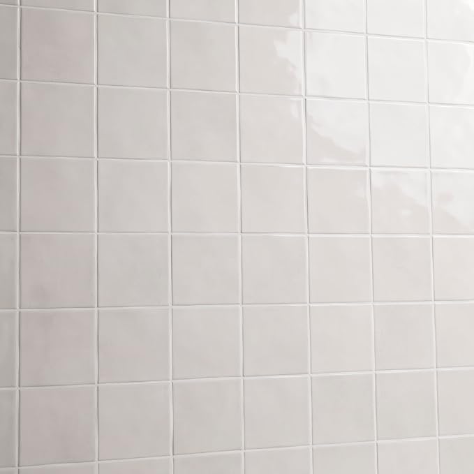 M S International Renzo Dove Glossy Ceramic Square Wall Tile for Bathroom, Kitchen Backsplash, Accent, and Shower - Sample