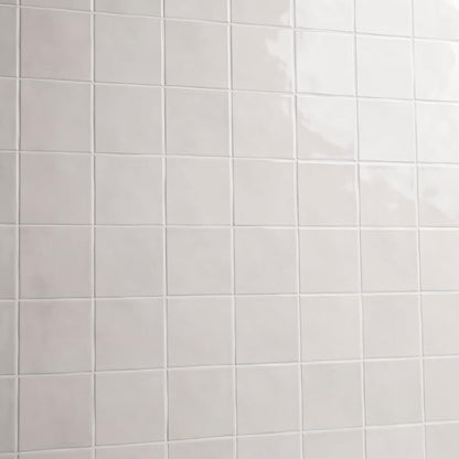 M S International Renzo Dove Glossy Ceramic Square Wall Tile for Bathroom, Kitchen Backsplash, Accent, and Shower - Sample