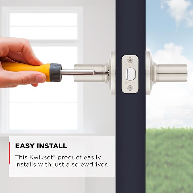 Kwikset Henley Interior Passage Door Handle, Lever For Closet and Hallway Doors, Reversible Non-Locking Handle Lever, Satin Nickel, with Microban Protection