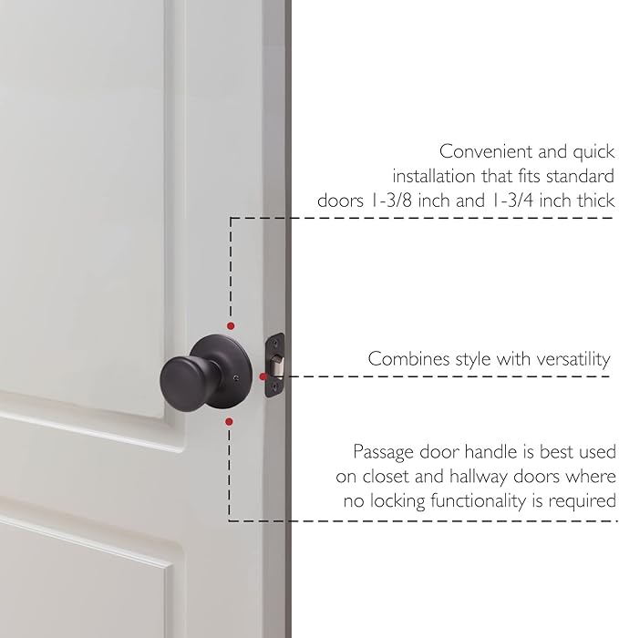 Design House 779256 Tulip Passage Hall and Closet Door Knob Matte Black