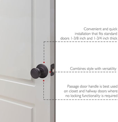 Design House 779256 Tulip Passage Hall and Closet Door Knob Matte Black