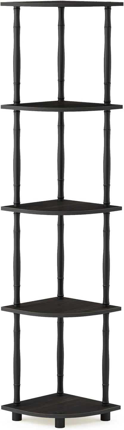 Furinno Turn-N-Tube 5 Tier Corner Display Rack Multipurpose Shelving Unit with Classic Tubes, Espresso/Black (18035EX/BK)