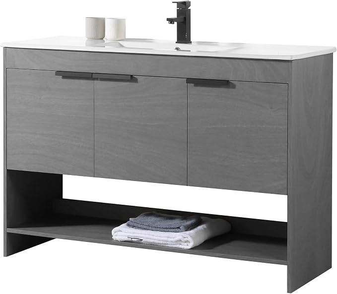 Phoenix 48 Inch Bathroom Vanity with Sink – Modern Design, Soft-Close Doors, Storage Drawers, Durable Build – Perfect Vanity for Small Bathrooms (Full Assembly Required)