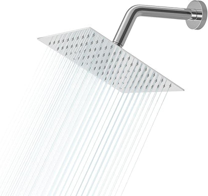 Lordear Rain Shower Heads High Pressure, Rainfall Showerhead for Bathroom Fixed Mount, 8 Inch Large Square High Flow Shower Head (Chrome)
